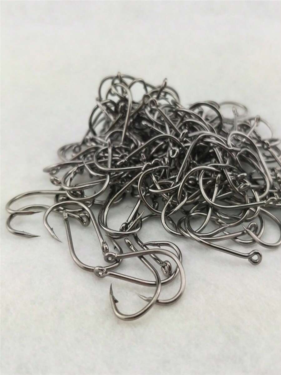 120pcs Iseama Fish Hooks With Hole, Saltwater Fishing Hooks With Barbs, Iseama Big Game Fishing Accessories - Black and White - View 1
