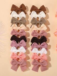 Bộ 20 kẹp tóc kẻ caro hạt ngô trơn màu dễ thương cho bé gái, phụ kiện nơ cài tóc mái đa năng - Nhiều màu - Xem 8