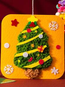 1 Set Kids Handmade Sewing Fun Kit, Christmas Handcraft Toy, Christmas Small Gift, Santa Claus, Snowman, Christmas Tree, Reindeer, Gingerbread Man, Creative Cartoon, Knitted Embroidery Painting, Craft Kit, Educational DIY Materials