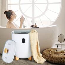 25L Large Towel Warmer Bucket,Towel Warmer With LED Screen & Bottom Heating Columns, Smart Towel Warmers With Adujustable Timer For Bathroom, Bathrobe, Blanket & Pajama, Auto Shut Off, White