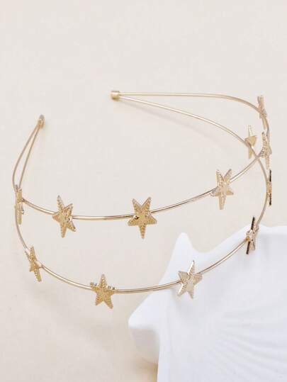 1 pezzo Fascia per capelli a doppio strato a forma di stella, design unico di cerchietto a stella per donne