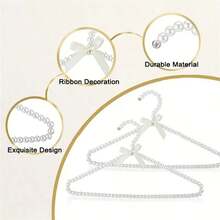 1 件珍珠衣架，带蝴蝶结丝带，新娘礼服、衬衫、夹克衣架，少女美学 - 白色 - 查看 9