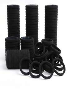 100Pcs Women's Basic High Elasticity Ponytail Headband, Women's Korean Version Black Headband, Upgraded To High Elasticity, Fashionable, Multifunctional, High-End, Elegant Temperament, Simple Headband, Suitable For Women's High Ponytail, Colorful Hair Accessory Design, Multifunctional Styling Design, Material, Daily Use Headband, Providing Thoughtful Gifts For Girlfriends And Family/Transparent Bags For Girlfriends And Family Hair 