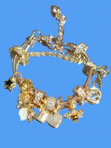 1 chiếc vòng tay họa tiết báo, ong, ngôi sao - Vòng tay họa tiết báo thời trang, vòng tay ong cổ điển, vòng tay đom đóm trái tim, vòng tay phong cách cổ điển - Vàng - Xem 2