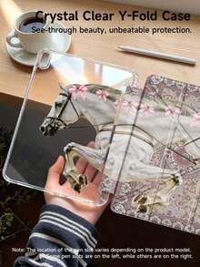 1pc Totem White Horse Dual-Sided Acrylic Transparent Crystal Backboard Shockproof Sleep/Wake Tablet Case, Compatible With IPad/Tablet,Compatible With IPad 10th Generation, IPad 10.2/Mini6/Mini7/9.7inch, Tablet Case Compatible With Samsung Galaxy Tab A9 Plus,Great Holiday Gift,Fashionable And Simple Pattern. - Multicolor - View 5