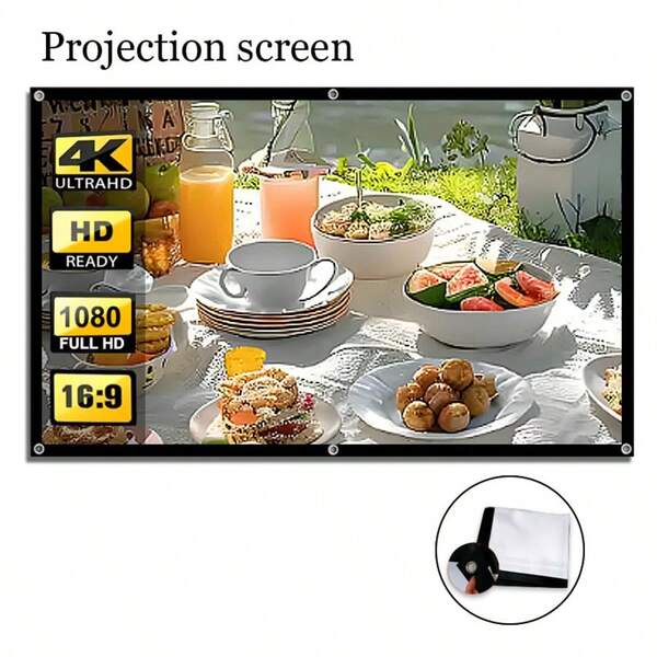 Simple Household Outdoor Wall Mounted Foldable Soft Screen - Suitable For Outdoor Camping, Beaches, Classrooms, Conference Rooms, 60 Inches/72 Inches/84 Inches/100 Inches/120 Inches/150 Inches, Washable And Reusable. High Definition 16:9 Folding Design - Supports Double-Sided Projection, Easy Installation, No Need For Drilling.
