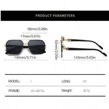 Oversized Retro Polygonal Metal Men's Party Glasses, Fashion Gradient