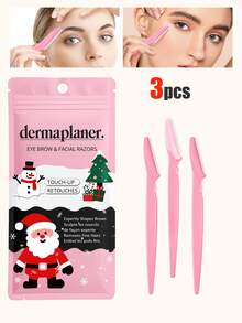 33-Piece Multifunctional Eyebrow & Hair Removal Kit, Christmas Pink/Black, Various Colors Available, Pink/Black Eyebrow Razor, Sharp Stainless Steel Eyebrow Trimmer With Cover - Portable Women's Painless Hair Remover (Product Surface May Have Some Scratches) - Christmas Bag - View 22