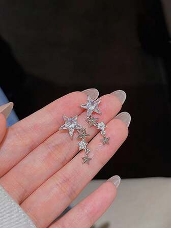 Pendientes con forma de estrella elegantes y elegantes para mujeres, diseño de nicho de lujo, estilo, pendientes colgantes encantadores