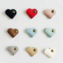 Minimalist Solid Color Heart-Shaped Leather Cable Organizer, Data Storage Anti-Lost Cord Tie Holder (Random Color)