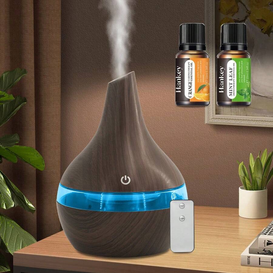 Send 2 Oils,300ml Essential Oil Diffuser Humidifier, Ultra Quiet With Auto Shut-Off & Soothing 7-Color LED - 杏色 - 查看 1