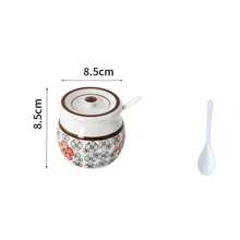 Borcan ceramic cu untură de porc, sticlă de condimente ceramice în stil tradițional chinezesc japonez, cu capac, lingură, recipient de condimente rezistent la temperaturi ridicate, accesorii de bucătărie, consumabile pentru petreceri de Crăciun, cină în familie
