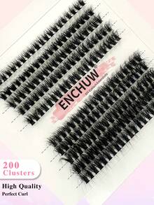 ENCHUW 200 Stücke CC Curl Flauschige Wimpernbüschel 60D 8-17mm Mix Dicke Büschel Wimpernverlängerungen Verwischte Einzelwimpern Büschel Wimpern Büschel zum Selbermachen Zuhause
