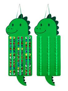 1PC Dinosaur Shaped Car Organizer, Kids Wall Hanging Toy Storage For Matchbox Cars, Green Felt Race Car Display Holder, Nursery Playroom Wall Decor With Individual Pockets.