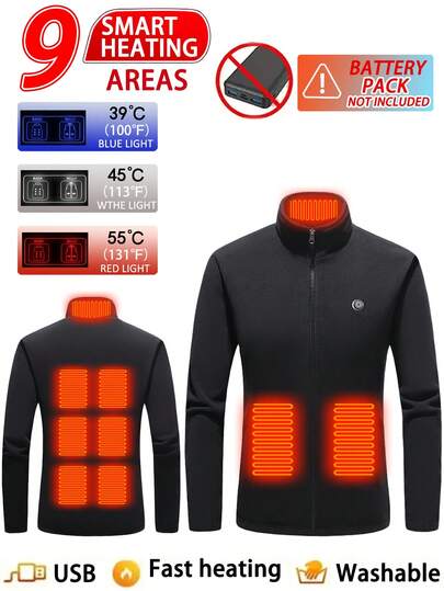 Veste à capuche chauffante à manches longues, poches zippées et couleur unie pour femmes, doublée de polaire