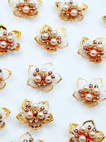 20/50 件 25 毫米白色边缘 5 瓣花 DIY 装饰品，适用于珠宝、鞋子、服装、包包、礼品 - 白色 - 查看 4