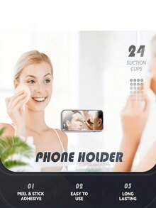 مجموعة 3 قطع حامل هاتف بشكل قلب من السيليكون بكوب شفط، حامل هاتف جداري متعدد الوظائف بكوب شفط مربع مضاد للانزلاق مناسب لمعظم الهواتف، مثالي للاستخدام المنزلي والتصوير في الخارج، حامل هاتف محمول وقابل للتحريك