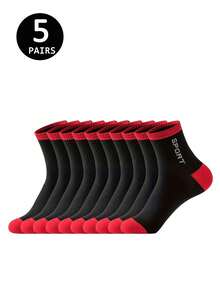 2020 May 10th Men's Dual-Color Letter Print Sports Crew Socks - Moisture-Wicking, Lightweight, Soft And Comfortable, Casual Style For All Seasons, Suitable For Daily Wear, Autumn - Multicolor - View 6