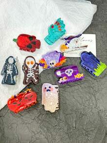 1pc Acrylic Halloween Themed Claw Hair Clip, Suitable For Decorating Hair On The Back Of The Head, Hair Accessory For Party And Street Wear Winter Hair Clutch Elegant Claw Clips