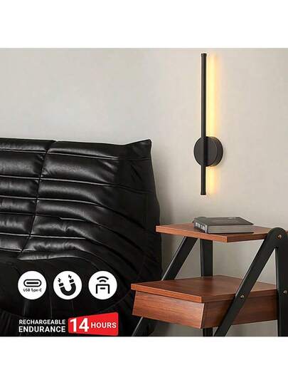 LED Rechargeable Wand Verlichting Wireless Internal Sconce 50 80cm Dimming Livingroom Sofe Beside Bedroom Lamp Infinite Remote Control Switch Study Interior ation Night view 10