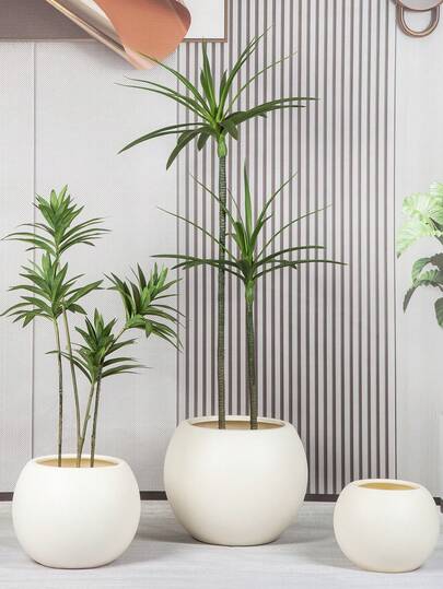 1 pieza Maceta redonda grande de plástico, maceta decorativa para el piso, colores negro y blanco, disponible en varios tamaños, durable para uso interior y exterior, adecuada para el hogar, patio, jardín