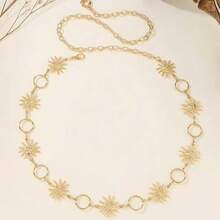 1 قطعة سلسلة خصر معدنية على شكل عباد الشمس قابلة للتعديل، مناسبة للفساتين والبدل والأسلوب البوهيمي، سبيكة زنك