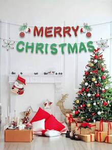 Ensemble de décorations de Noël, bannière murale avec lettres de Noël, flocons de neige et drapeaux. Décoration créative pour l'ambiance festive de Noël