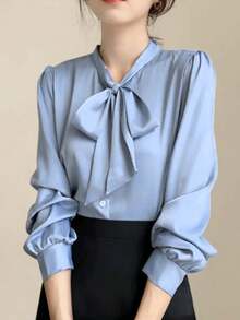 2025 New Regular Size Women's Autumn/Winter Long Sleeve Shirt - Machine Washable Collarless Button - Less Style