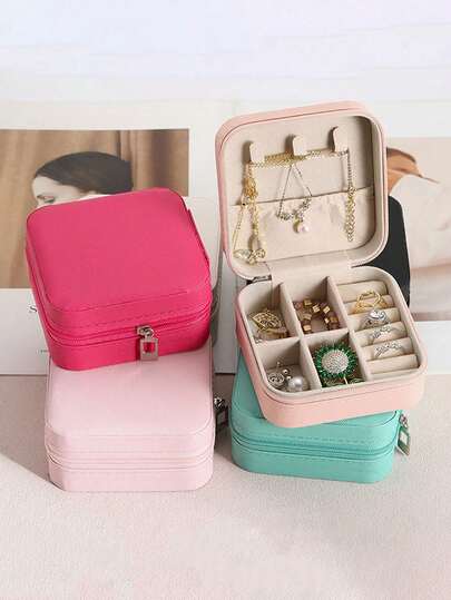 1pc Summer Travel Jewelry Box, Portable Waterproof Jewelry Storage Box, Multi-Functional Organizer Box, Large Capacity, Jewelry Display Rack, Suitable For Home, Beach, Travel, Business, Gift For Girlfriend, Birthday, Holiday For Women Storage Organizer Travel Holiday Essential Fall Decor Autumn Halloween