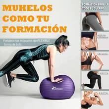 NEWKIBOU Pelota de Pilates (Fitball Anti-Burst) 25cm, 55cm, 65cm, 75cm - Pelota de Ejercicio para Yoga, Embarazo, Abdominales y Ejercicios Básicos - Incluye Bomba de Aire - azul - Ver 10