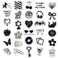 30 piezas de pegatinas de estado de ánimo en blanco y negro para equipaje, motocicleta, cuaderno, teléfono móvil, decoración DIY, al por mayor - Blanco y Negro - Ver 5