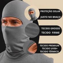 Balaclava Kit + Men's Thermal Shirt UV 50+ Protection - 灰色套件 - 查看 3