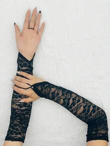 1 Paar lange, modische, sexy Spitzenhandschuhe, Party Kostümzubehör, Armabdeckung für Erwachsene zum Schutz vor Narben/Makeln/Sonne