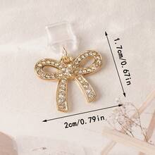 1pc Golden Rhinestone Bow Charm/Phone Charging Port Dust Plug/Decoration Pendant/Applicable For Iphone/Type-C/Android Plug