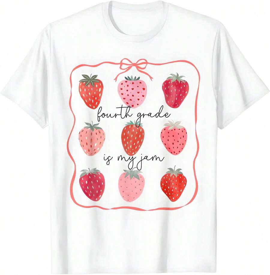 Fourth Grade Is My Jam 4th Grade Strawberry Back To School T-Shirt