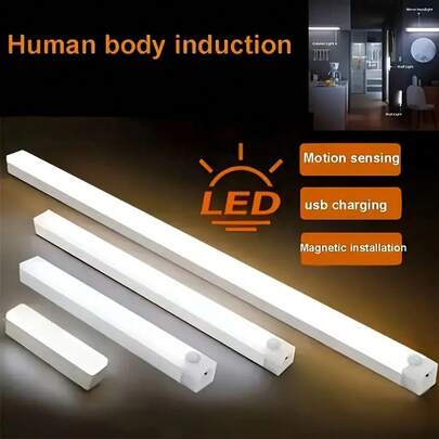 50厘米/30厘米/10厘米无线智能橱柜灯，LED灯，USB充电，带人体感应器，多种亮度模式，智能开关，橱柜下照明套装，磁吸式设计，超薄，安装简便，适用于厨房、卧室、衣柜、水槽、走廊、楼梯间等场所。