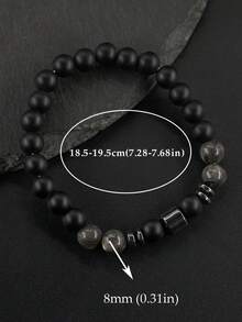 Men's Fashionable Hematite Protection Bead Bracelet, Lapis Lazuli & Tiger's Eye & Malachite Healing Confidence Jewelry, Halloween Gift, Christmas Gifts For Father, Husband, Son