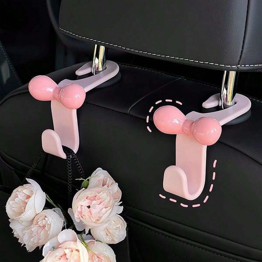 2 Stücke rosa ABS Harz Schmetterling Muster nahtlose Autositz Rückenlehnen Aufbewahrungshaken, robuste dekorative Autoorganisator Aufhänger für Tasche, Handtasche, Einkaufstasche, Regenschirm, Hut, Kopfhörer Halter, platzsparende Rücksitzhalterung für Kinder, Haustiere, Pendler, Reisen, einfache werkzeugfreie Installation, kratzfest, leicht, kompaktes Design, ideales Geschenkupgrade für neue Autobesitzer, Rückkehr zur Schule Roadtrips, Herbst Pendeln, Halloween Thanksgiving Weihnachten Feiertags Fahrten - Verschiedenfarbig - Übersicht 1