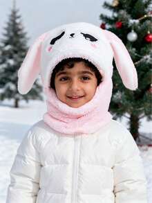 1pc Panda Kids Hat With Scarf, Cute & Adorable Plush Warm Earflap Hat For Toddler Boys Girls 1-4Y, 4-6Y, 7-10Y, 11Y-Adult, Suitable For Indoor, Outdoor, Cosplay, Party, Children Gift - A - View 4