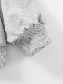 1pc Teen Girl Fresh Checkerboard Christmas Tree Print Light Gray Sweatshirt, Soft And Comfortable, Perfect For Winter Christmas Events - Grey - View 6
