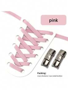 2pcs Elastic Shoelaces & 2pcs Buckles,Fashion Elastic Lazy Shoelaces For Sneakers Canvas Shoes Skate Shoes, Women & Men