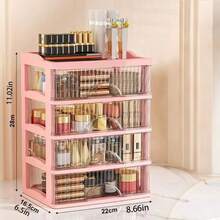 1pc Luxury Drawer Style Desktop Storage Cabinet, Multi-Layer Transparent Makeup Organizer Box, Vanity Table Storage Box - White - View 6