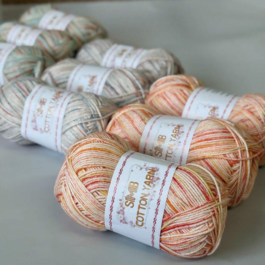 3 Batches Of 50G All Cotton Spray Dyed Yarn [3616] - All Cotton Thread, Handmade Knitting & Crochet Material, Vibrant Dopamine Colors, Suitable For Hats, Scarves And Other Handicrafts. Each Batch Is Approx. 160m ± 177 Yards