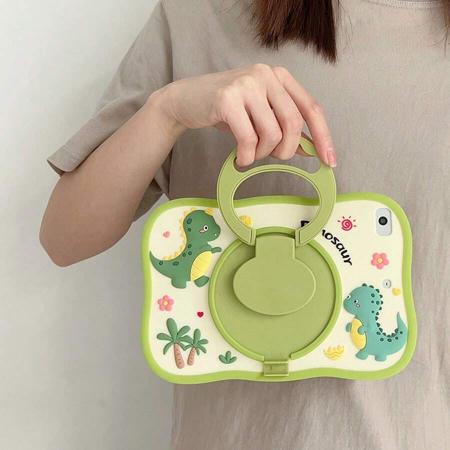 1 pieza Funda protectora de silicona suave con diseño de dinosaurio 3D lindo, ranura para bolígrafo, soporte giratorio de 360°, protección de borde completo, a prueba de golpes y resistente a arañazos, nueva cubierta protectora compatible con iPad Mini 1/2/3/4/5/6, iPad 9.7 Air 1/2, iPad 10.2, iPad 10.5, iPad 10.9, iPad Air 4/5, iPad 11, iPad 10th Gen, iPad Air 11-Inch (M2) 2024, iPad Pro 11-Inch (M4) 2024, iPad Air 11-Inch (M3) 2025, iPad (A16) 11 Inch 11th Gen 2025 - Multicolor - Ver 1