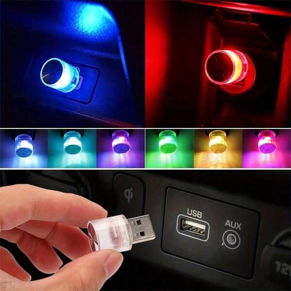 2 piezas Luces LED USB portátiles y decorativas para ambiente en el automóvil, luces de modelado ambiente para fiestas, accesorios de iluminación decorativa para interiores de automóviles, accesorios para automóviles, luces LED para automóviles