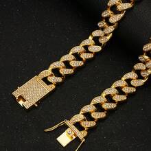Luxury Bling Bling Pet Dog Collar Necklace, Cuban Link Chain, Gold Color