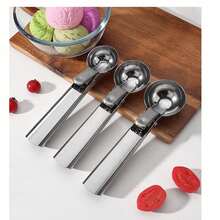 3 piezas Cuchara para helado de acero inoxidable, Tallador de bolas de fruta, Tallador de bolas de sandía, Cuchara para fruta - Plata - Ver 3