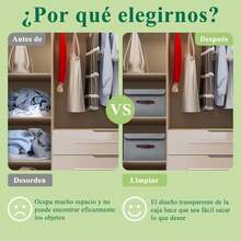 Cajas de Almacenamiento, Cajas Organizadoras para Clósets con Tapa y Asa, Organizador de Ropa de Tela Plegables, para Ropa Juguetes Libros, Adecuado para Salón, Armario, Oficina - Beis - Ver 6
