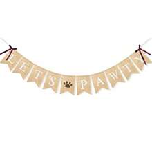 DBurlap Let S Pawty Banner Dog Birthday Party Decorations Puppy Pet Dogs Cats Happy Birthday Paw Print Sign Photo Backdrop10