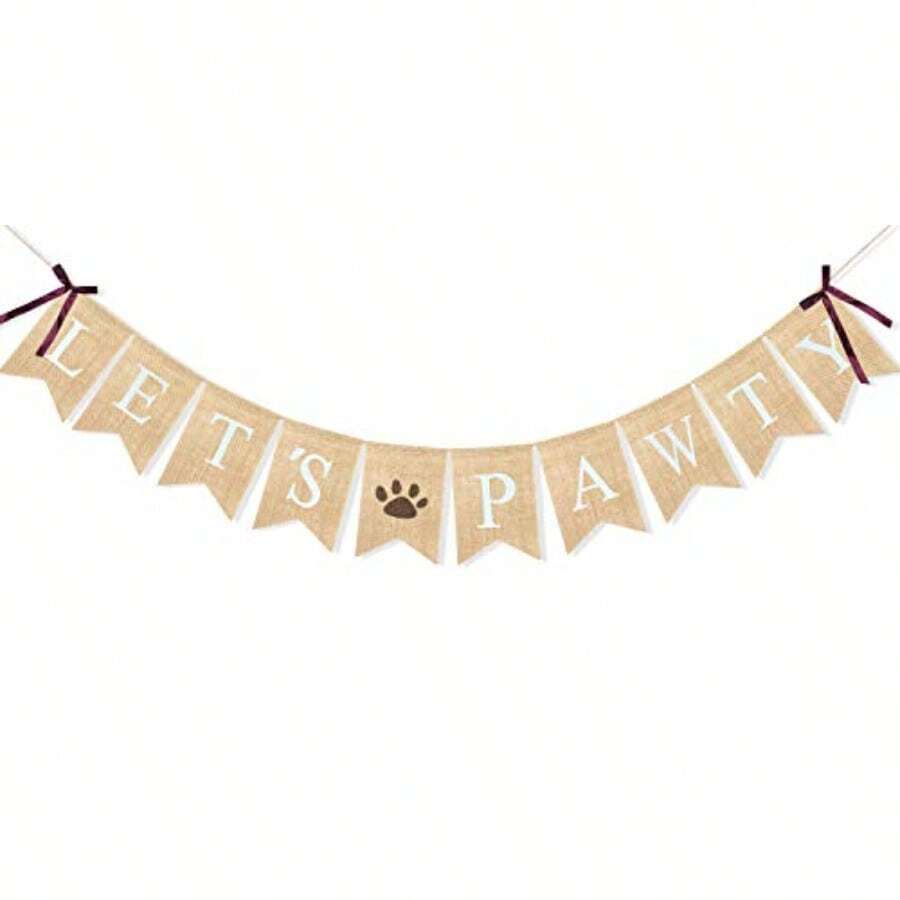 DBurlap Let S Pawty Banner Dog Birthday Party Decorations Puppy Pet Dogs Cats Happy Birthday Paw Print Sign Photo Backdrop10
